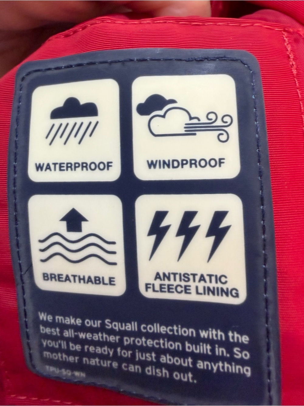 Lands' End Squall Winter weight Red Waterproof Jacket with removable Hood - Picture 9 of 9